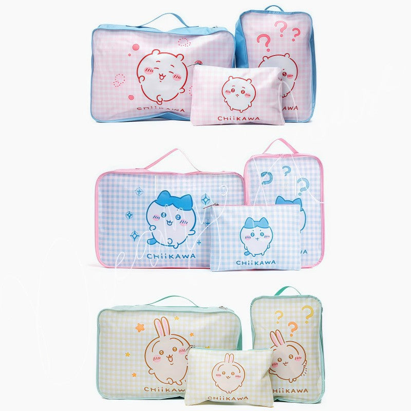In-Stock Chiikawa 3-Piece Travel Organizer Set: Handheld Luggage Bag, Clothing Sorting Pouches, and Suitcase Organizer Bags