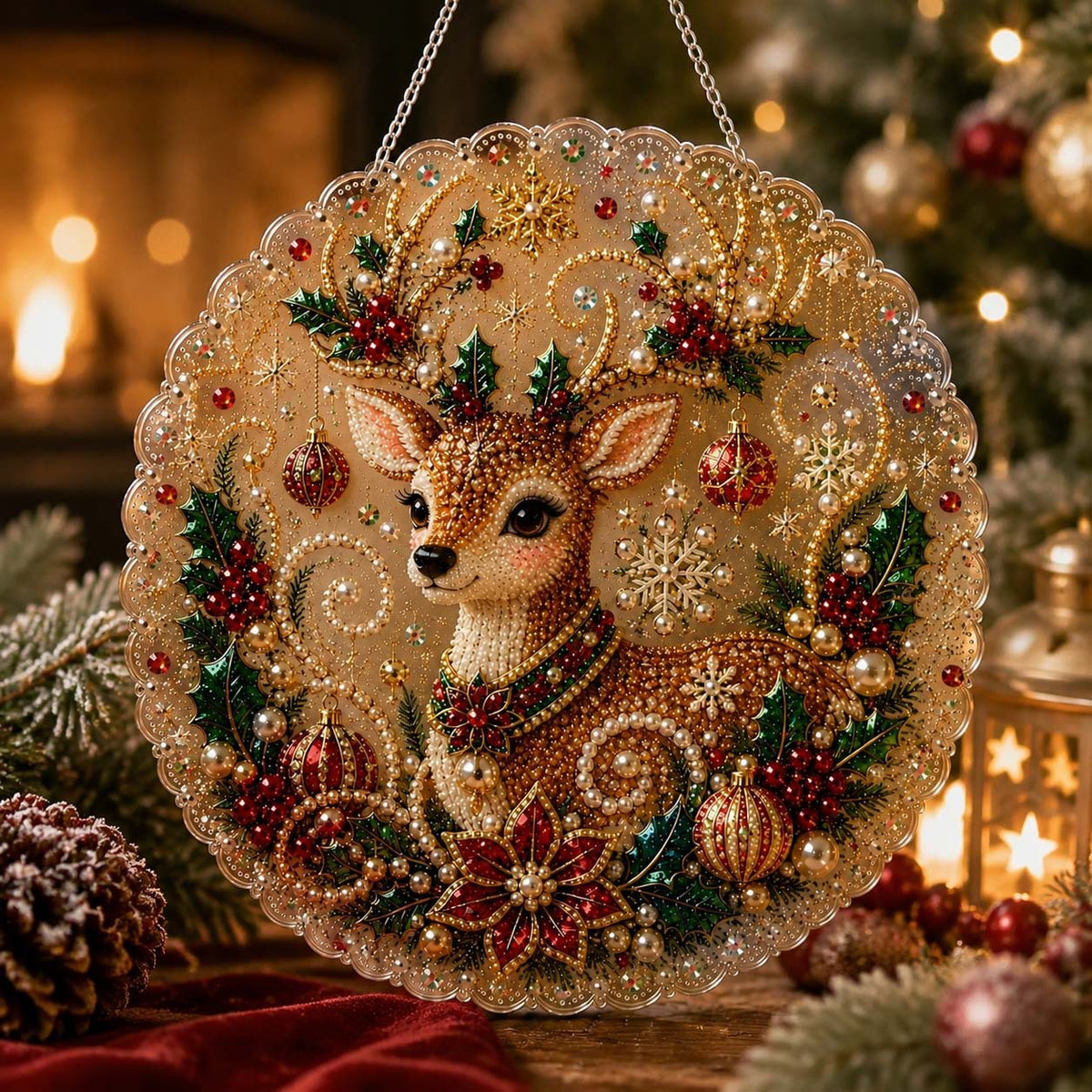 5D DIY Pearl & Diamond Art Kit – Customizable Acrylic Mosaic Art (Christmas & Halloween Themes)