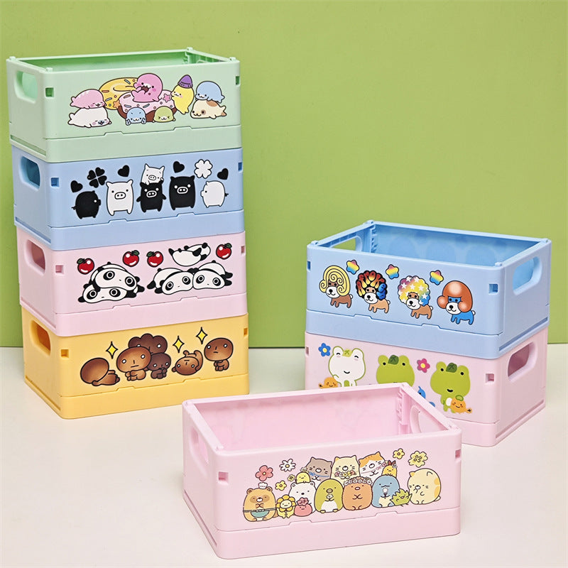 Cute Japanese-style foldable desktop storage box (small)—ideal for lipstick, toner, cosmetics, sundries, or snacks.
