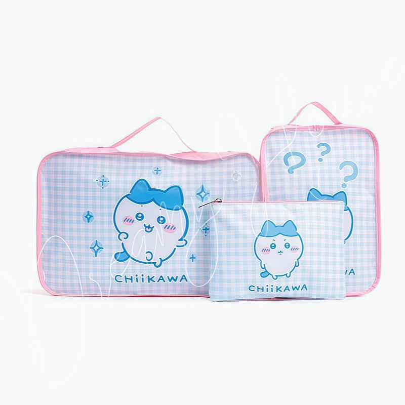 In-Stock Chiikawa 3-Piece Travel Organizer Set: Handheld Luggage Bag, Clothing Sorting Pouches, and Suitcase Organizer Bags
