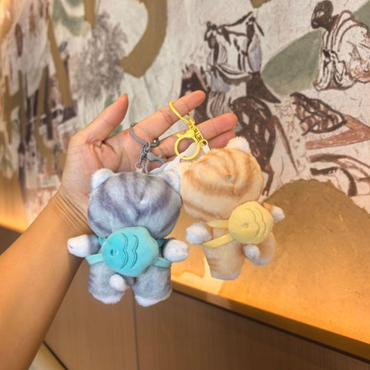 Cute Shark-Cat Plush Pendant: Kitten Coin Purse, Doll/Toy, Backpack Charm & Keychain for Couples