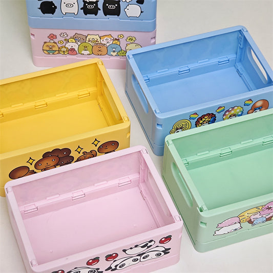 Cute Japanese-style foldable desktop storage box (small)—ideal for lipstick, toner, cosmetics, sundries, or snacks.